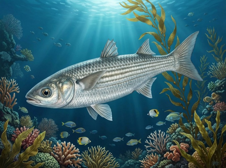 烏頭 Flathead Mullet 圖鑑插畫